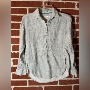 Anthropologie 100% cotton gauze popover tunic shirt in grey stripes. XS